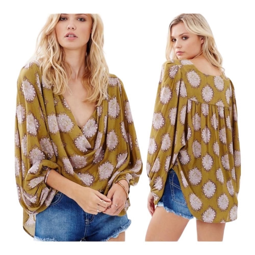 Floral Olive Green Women's free people top